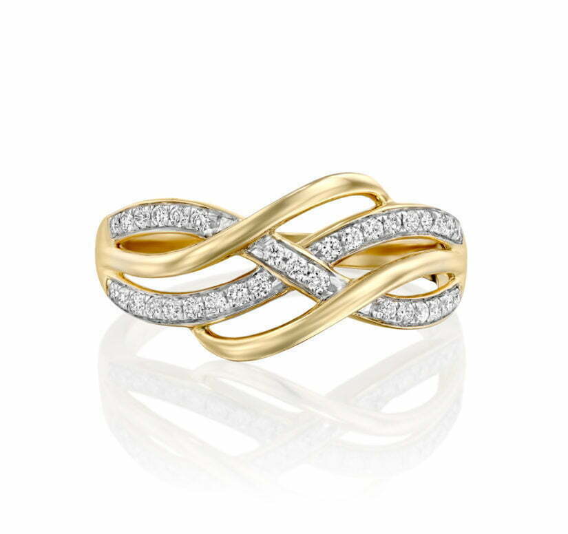 טבעת יהלומים בעיצוב מינימליסטי, זהב 14K, משובצת 0.20 קראט יהלומים, דגם RDRF17706