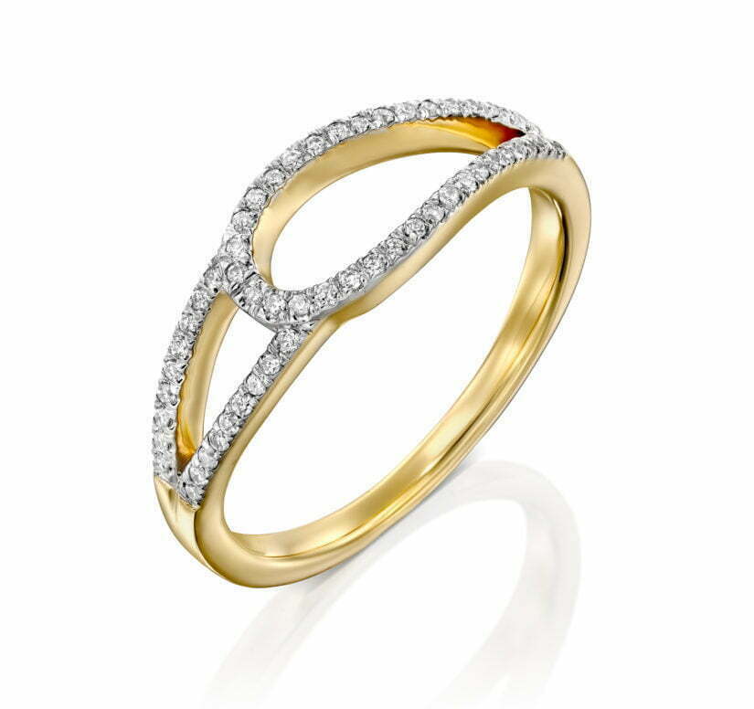 טבעת יהלומים בעיצוב מינימליסטי, זהב 14K, משובצת 0.15 קראט יהלומים, דגם RDRF18133