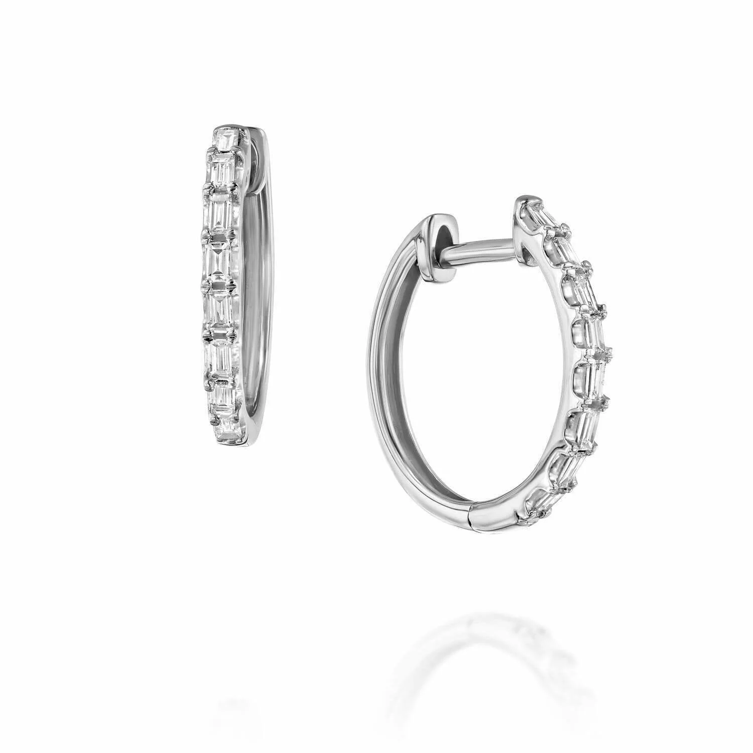 עגילי חישוק משובצים יהלומים, 14K זהב, משובצים 0.25 קראט יהלומים, קוטר 15 מ"מ, דגם EDEF19473