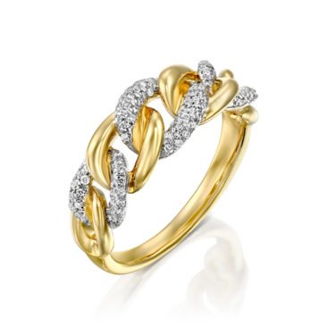 טבעת יהלומים, 14K זהב, משובצת 0.15 קראט יהלומים, דגם RDRF18134