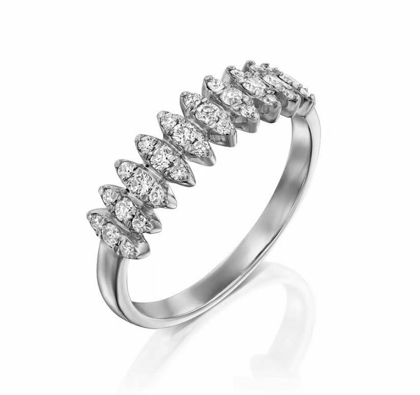 טבעת יהלומים בעיצוב מינימליסטי, זהב 14K, משובצת 0.30 קראט יהלומים, דגם RD3731