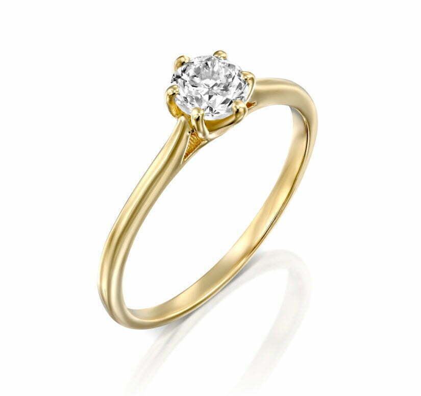 טבעת אירוסין בעיצוב קלאסי, 14K זהב, משובצת 0.50 קראט יהלומים, דגם RD3631
