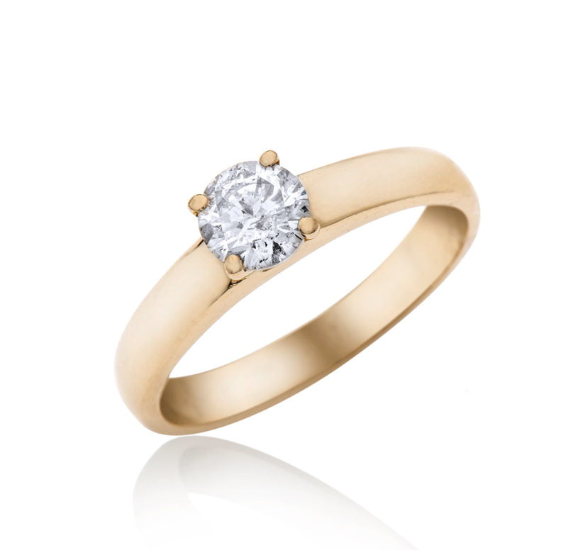 טבעת אירוסין, זהב לבן/צהוב 14K, משובצת 0.70 קראט יהלומים