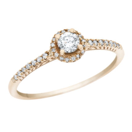 טבעת אירוסין, זהב 14K, משובצת 0.28 קראט יהלומים