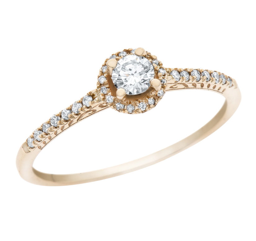 טבעת אירוסין, זהב 14K, משובצת 0.28 קראט יהלומים