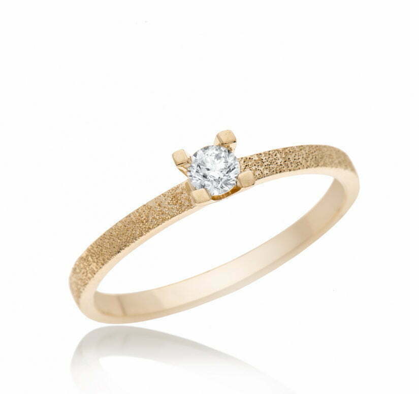 טבעת אירוסין משובצת יהלומים, זהב 14K, משובצת 0.12 קראט יהלומים, דגם RD1313A