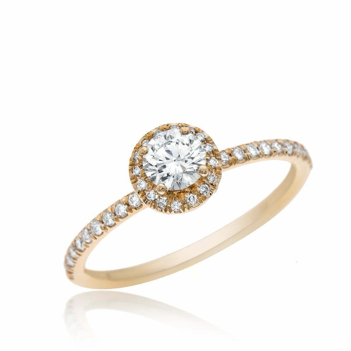 טבעת אירוסין משובצת יהלומים, זהב 18K, משובצת 0.66 קראט יהלומים