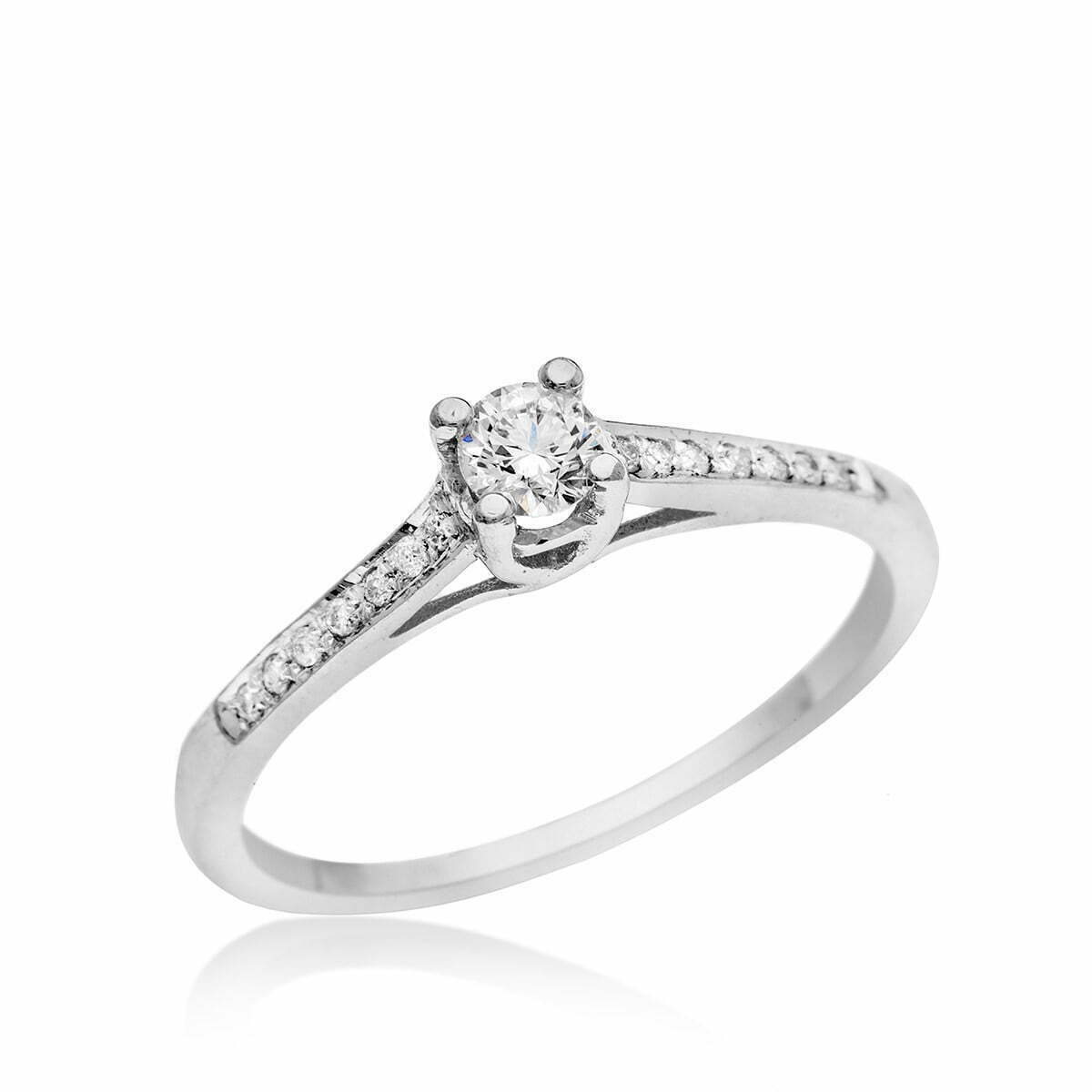 טבעת אירוסין בעיצוב קלאסי, זהב 14K, משובצת 0.19 קראט יהלומים, דגם RD2445