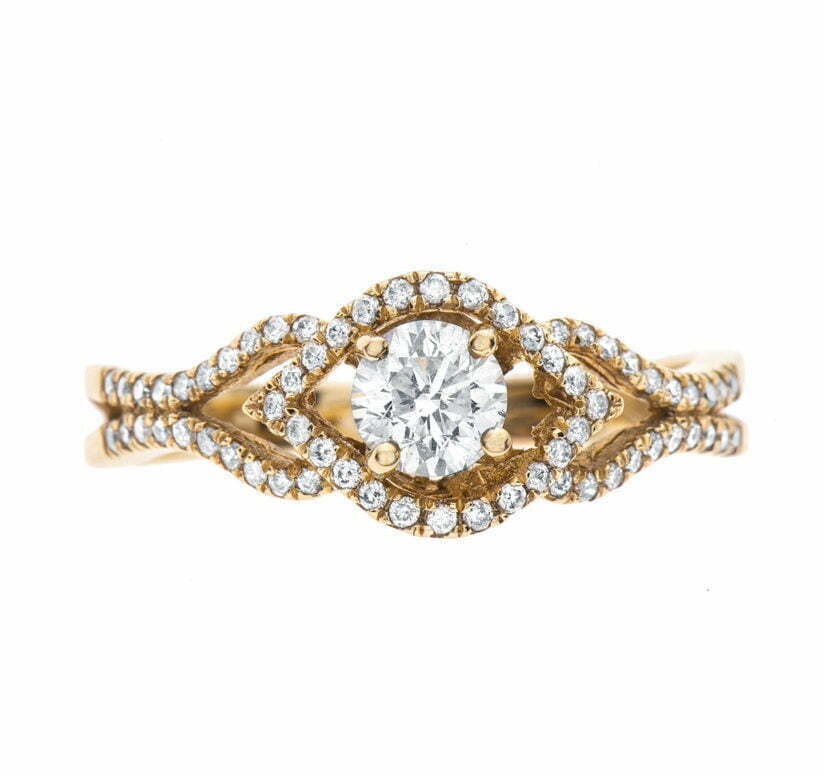 טבעת אירוסין משובצת יהלומים, זהב 14K, משובצת 0.6 קראט יהלומים