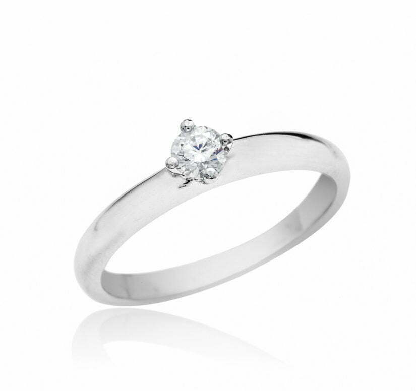 טבעת אירוסין משובצת יהלומים, זהב לבן 18K, משובצת 0.24 קראט יהלומים, דגם RD587