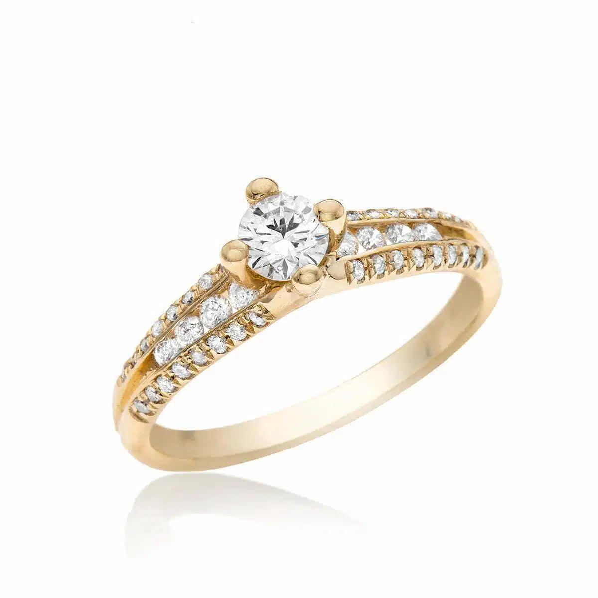 טבעת אירוסין יהלומים, זהב 14K, משובצת 0.54 קראט יהלומים