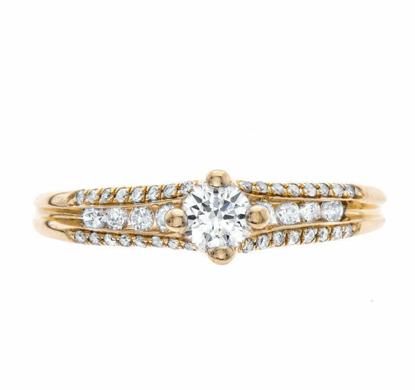 טבעת אירוסין משובצת יהלומים, זהב 14K, משובצת 0.54 קראט יהלומים