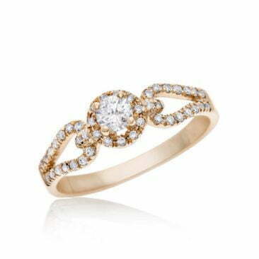 טבעת אירוסין, זהב צהוב/לבן 14 קרט, משובצת 0.4 קראט יהלומים