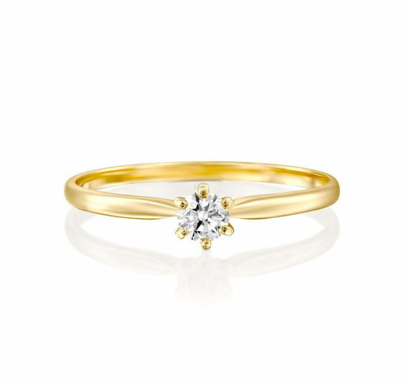 טבעת אירוסין בעיצוב קלאסי, 14K זהב, משובצת 0.18 קראט יהלומים, דגם RD3536