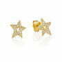 עגילי יהלומים כוכבים, צמודים, זהב 18K, משובצים 0.18 קראט יהלומים, דגם ED688
