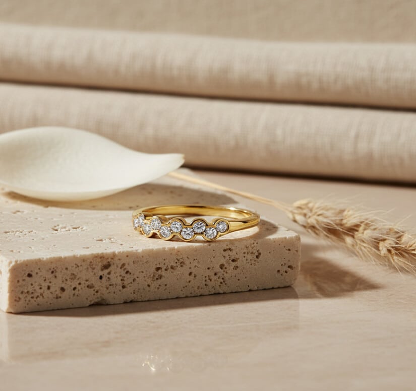 טבעת יהלומים, 14K זהב, משובצת 0.22 קראט יהלומים, דגם RD1767