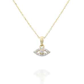 תליון עין, זהב 14K, משובצת 0.1 קראט יהלומים, דגם PD3413