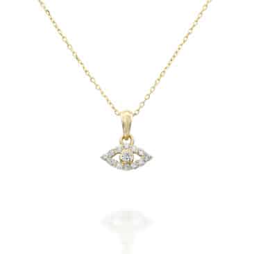 תליון עין, זהב 14K, משובצת 0.1 קראט יהלומים, דגם PD3413