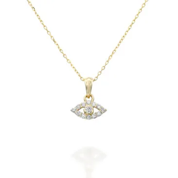 תליון עין, זהב 14K, משובצת 0.1 קראט יהלומים, דגם PD3413