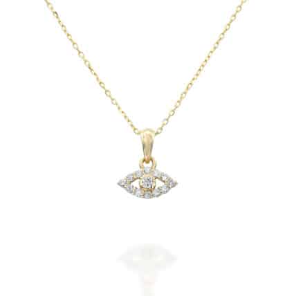 תליון עין, זהב 14K, משובצת 0.1 קראט יהלומים, דגם PD3413