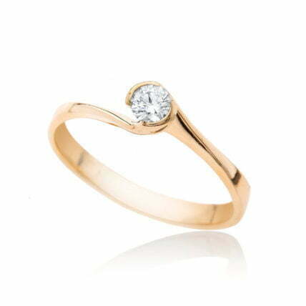 טבעת אירוסין משובצת יהלומים, זהב לבן/צהוב 18K, משובצת 0.08 קראט יהלומים, דגם RD1544
