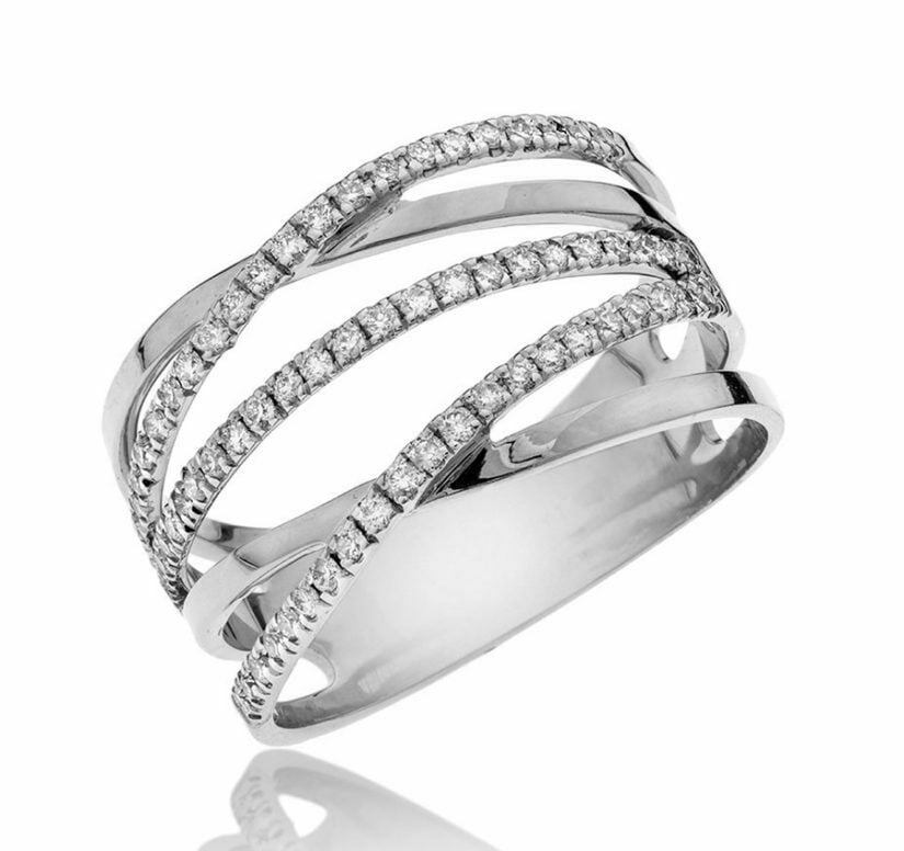 טבעת יהלומים בעיצוב מינימליסטי, זהב 14K, משובצת 0.4 קראט יהלומים, דגם RD1864D