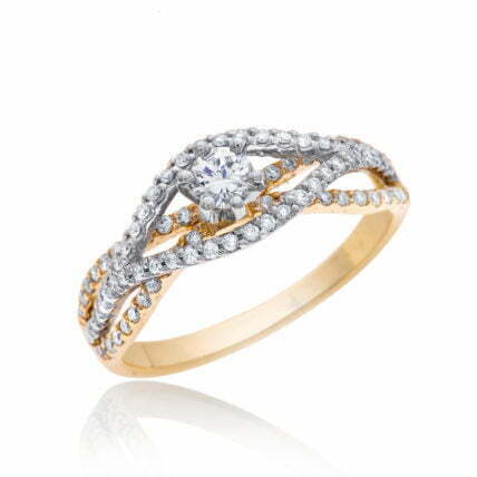 טבעת אירוסין משובצת יהלומים, זהב 14K, משובצת 0.51 קראט יהלומים