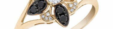 טבעת יהלומים, זהב 14K, משובצת 0.38 קראט יהלומים שחורים ולבנים, דגם RD3564
