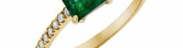 טבעת אמרלד ויהלומים, זהב 14K, משובצת 0.14 קראט יהלומים, דגם RD3617EMֹֹ