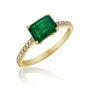 טבעת אמרלד ויהלומים, זהב 14K, משובצת 0.14 קראט יהלומים, דגם RD3617EMֹֹ