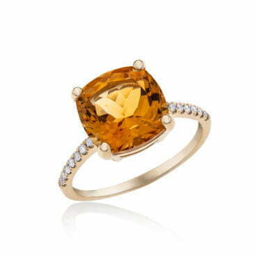 טבעת אבן סיטרין ויהלומים , זהב 14K, משובצת 0.1 קראט יהלומים, דגם RD3621CT
