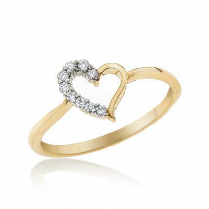 טבעת יהלומים בצורת לב, זהב 14K, משובצת 0.09 קראט יהלומים, דגם RDLR69