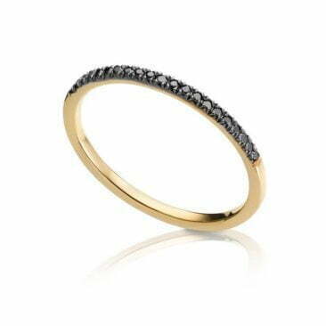 טבעת יהלומים שחורים שורה, זהב לבן/צהוב/אדום 14k, משובצת 0.11 קראט יהלומים