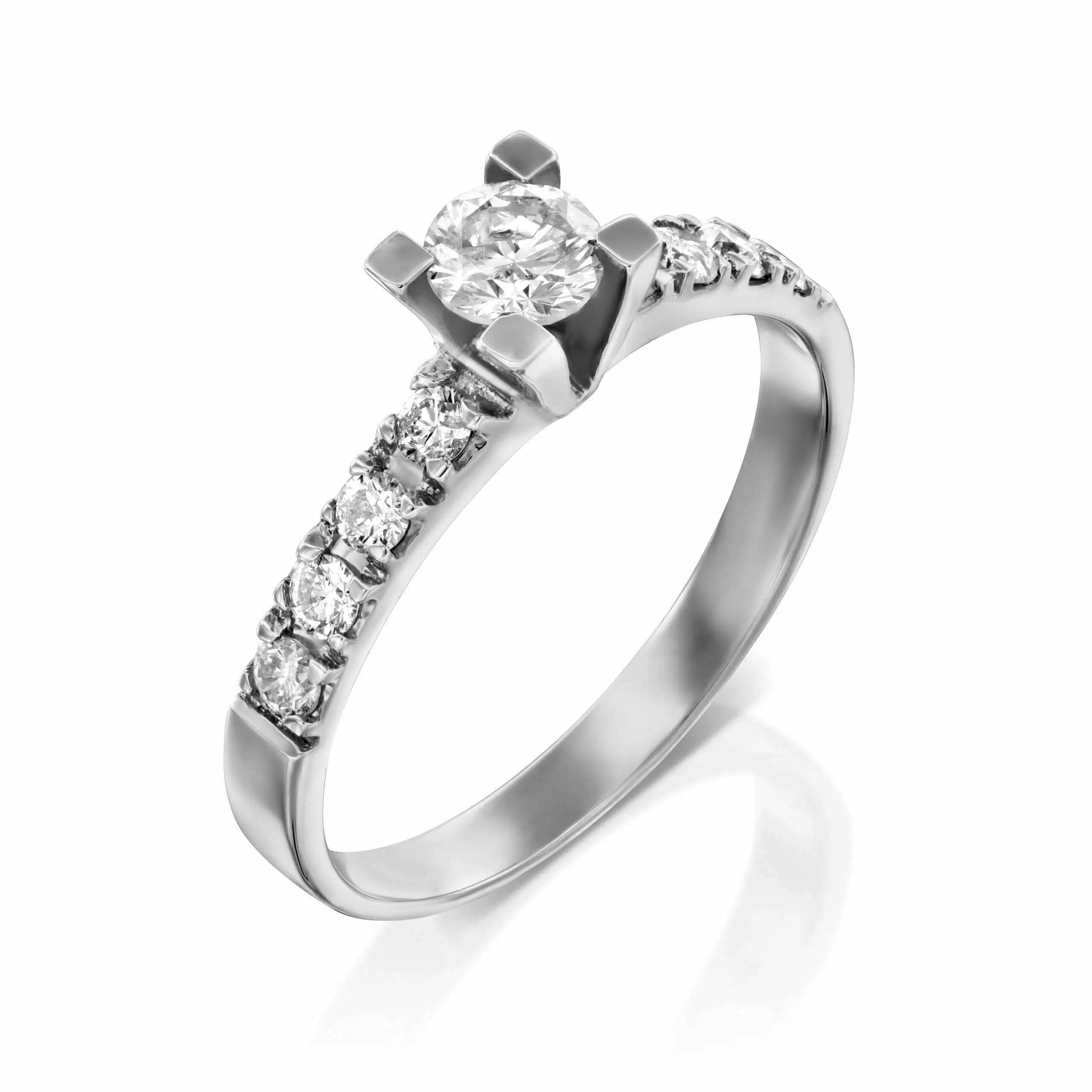 טבעת אירוסין יהלומים בעיצוב קלאסי, זהב 14K, משובצת 0.58 קראט יהלומים, דגם RD2344