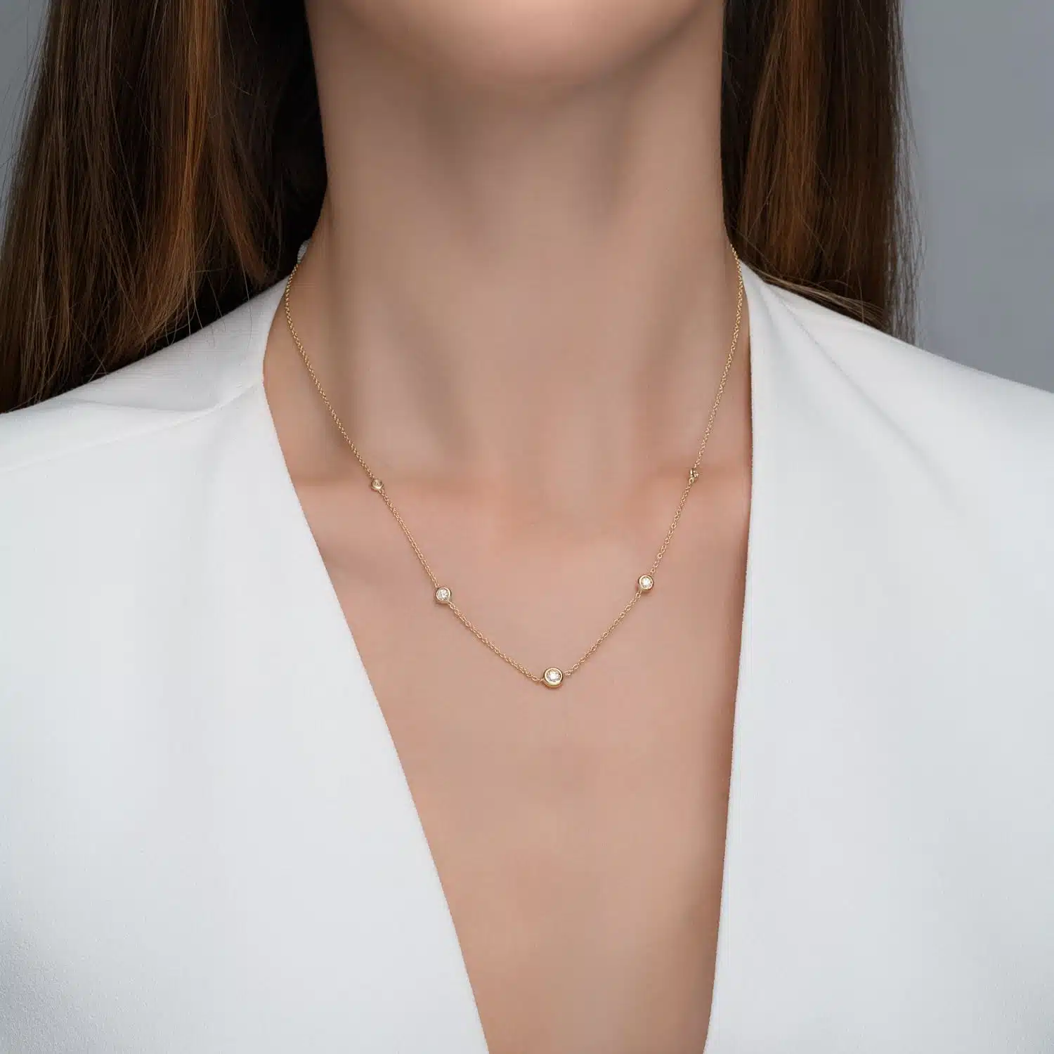 שרשרת יהלומים, 14K זהב, משובצת 0.24 קראט יהלומים, דגם CDCH7