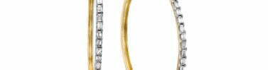עגילי חישוק משובצים יהלומים, זהב 14K, משובצים 1 קראט יהלומים, קוטר 40 מ"מ, דגם EDEF20689