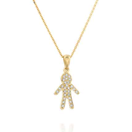 תליון יהלומים בן, זהב 14k, משובץ 0.12 קראט יהלומים, דגם PD2172B