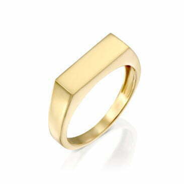 טבעת חותם, 14K זהב לבן/צהוב