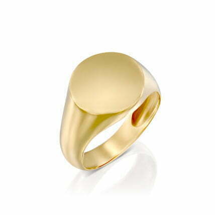 טבעת חותם עגולה, 14K זהב לבן/צהוב