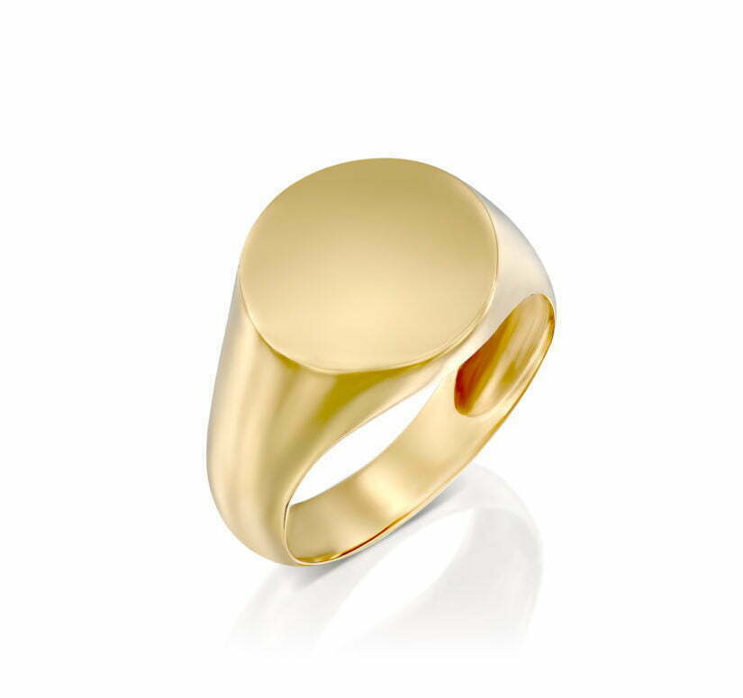טבעת חותם עגולה, 14K זהב, דגם R3735