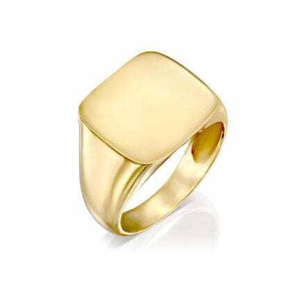 טבעת חותם לגבר, 14K זהב לבן/צהוב