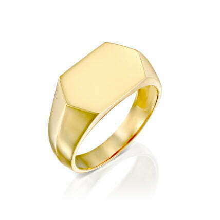 טבעת חותם לגבר ולאישה, 14K זהב לבן/צהוב