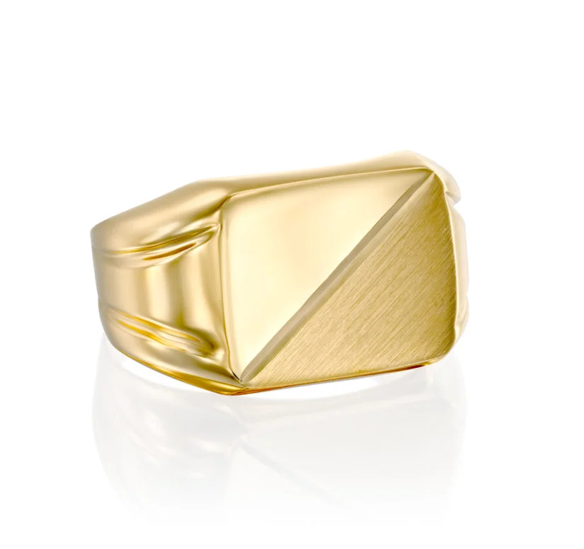 טבעת חותם לגבר, 14K זהב, דגם R399-AU399D01