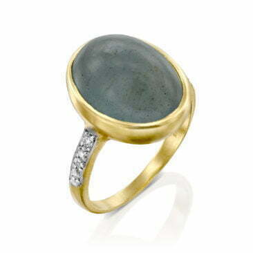 טבעת אבן אקוומרין ויהלומים, זהב 14K, משובצת 0.07 קראט יהלומים, דגם RD535-3793AQ