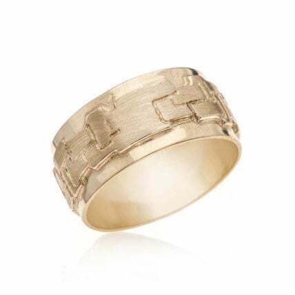 טבעת נישואין רחבה, זהב צהוב/לבן 14 קרט, דגם R817