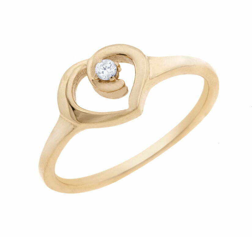 טבעת יהלומים בצורת לב, זהב 14k, משובצת 0.03 קראט יהלומים, דגם RD2556
