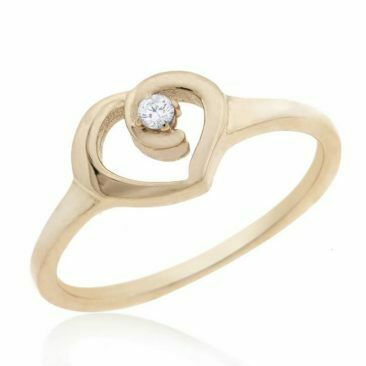 טבעת יהלומים בעיצוב לב, זהב 14k, משובצת 0.03 קראט יהלומים