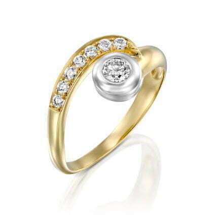 טבעת יהלומים בעיצוב מינימליסטי, זהב 14K, משובצת 0.32 קראט יהלומים, דגם RD2723