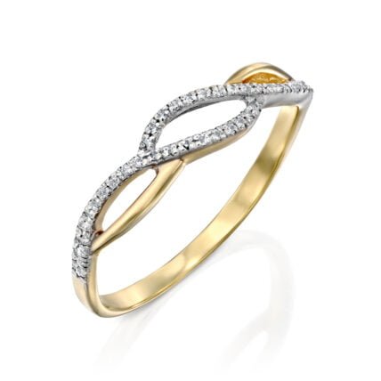 טבעת יהלומים, זהב 14k, משובצת 0.10 קראט יהלומים, דגם RD3061
