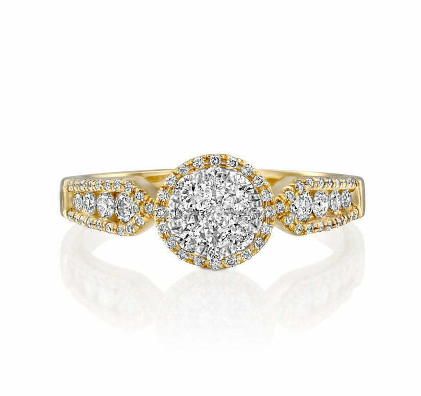 טבעת יהלומים בעיצוב קלאסי, זהב 14K, משובצת 0.58 קראט יהלומים